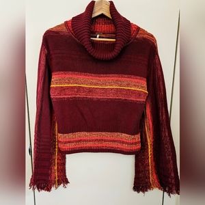 Free People Cowl Neck Cropped Knit Sweater